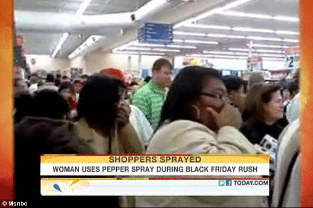 Female Shopper Pepper Sprays 20 People Whilst Guarding An X Box Pandemonium Ensues