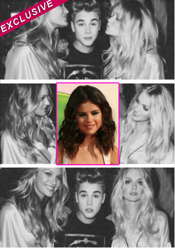 Justin Bieber and Victoria's Secret models.