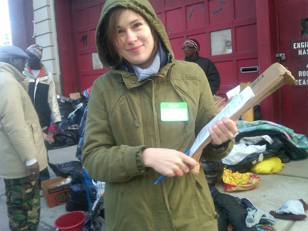 Hurricane Sandy volunteer. Signing people up for foodstamps.