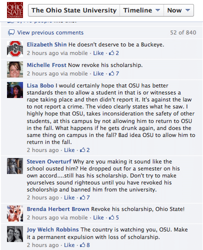 Ohio State University facebook page Ohio State University facebook page