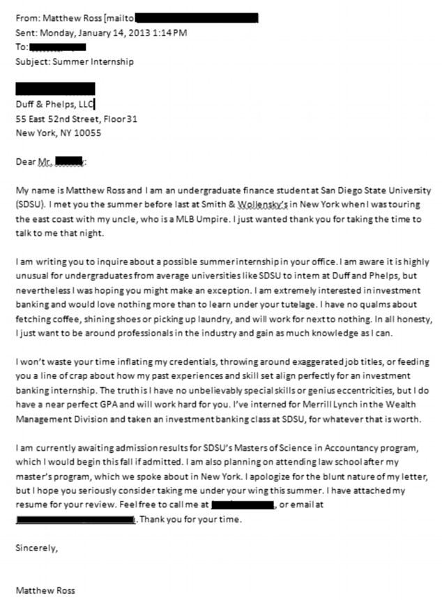 Is this the best cover letter ever written? Why Wall st bosses say yes.