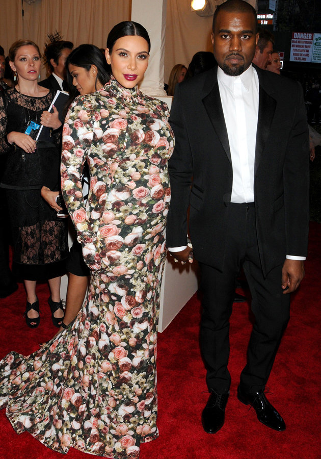 Kim Kardashian and Kayne West at the Met Ball.