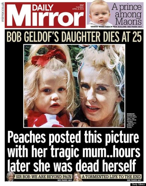 Peaches Geldof UK headlines