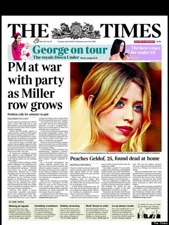 Peaches Geldof UK headlines