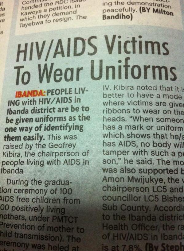 Uganda Hiv/Aids victims to wear uniforms 
