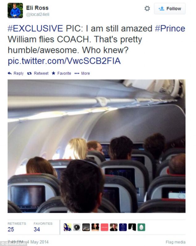 Prince William flies economy class