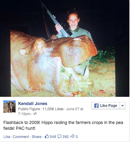 Facebook takes down Kendall Jones teenage hunter Facebook page
