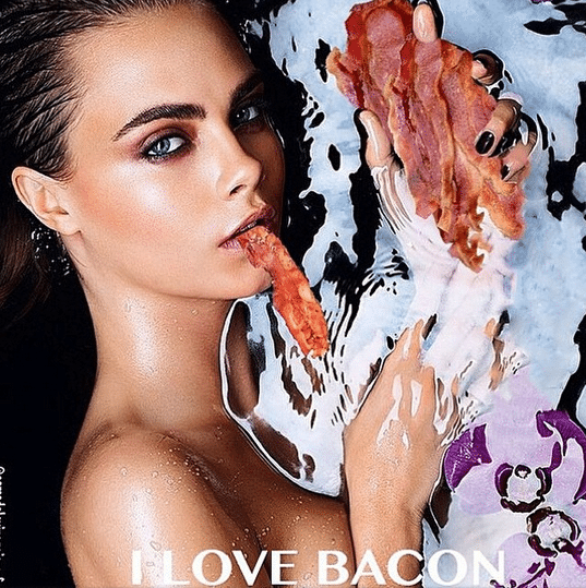 Cara Delevingne bacon tattoo