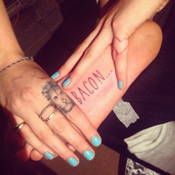 Cara Delevingne bacon tattoo