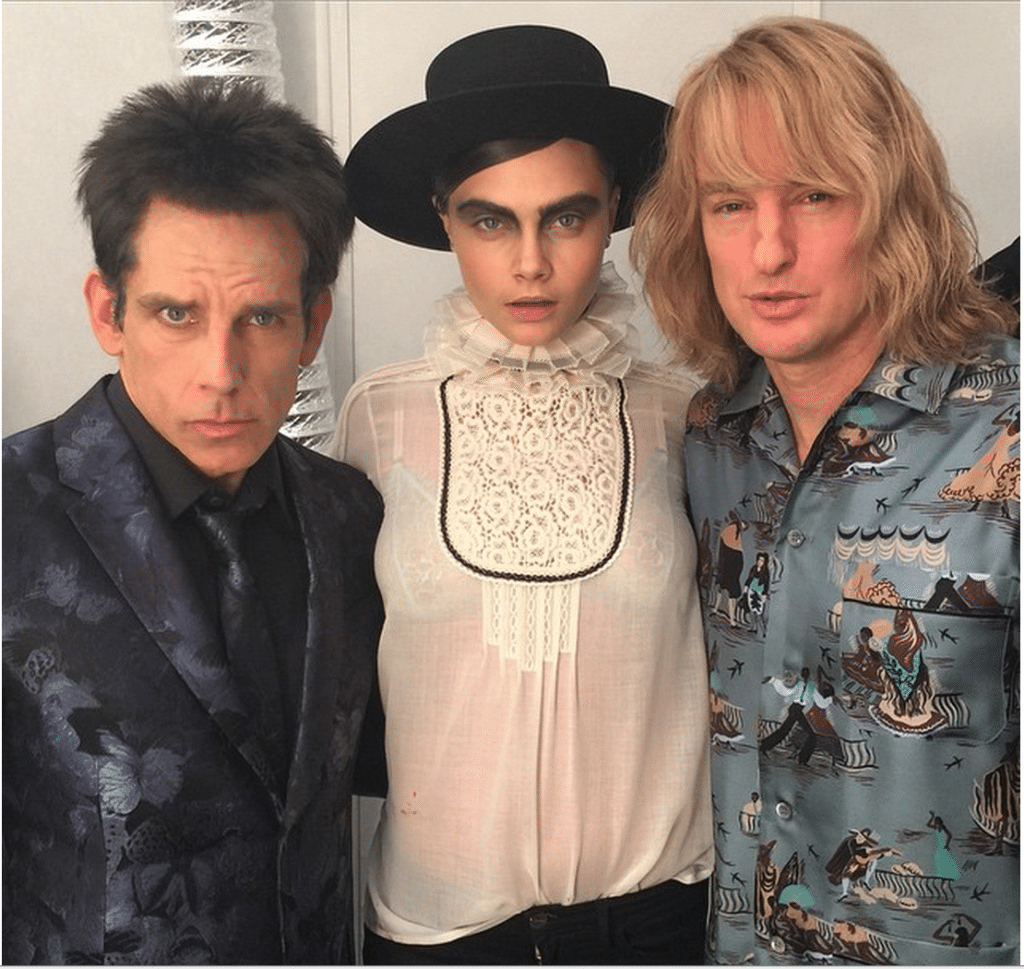 Ben Stiller and Owen Wilson walk in Valentino show