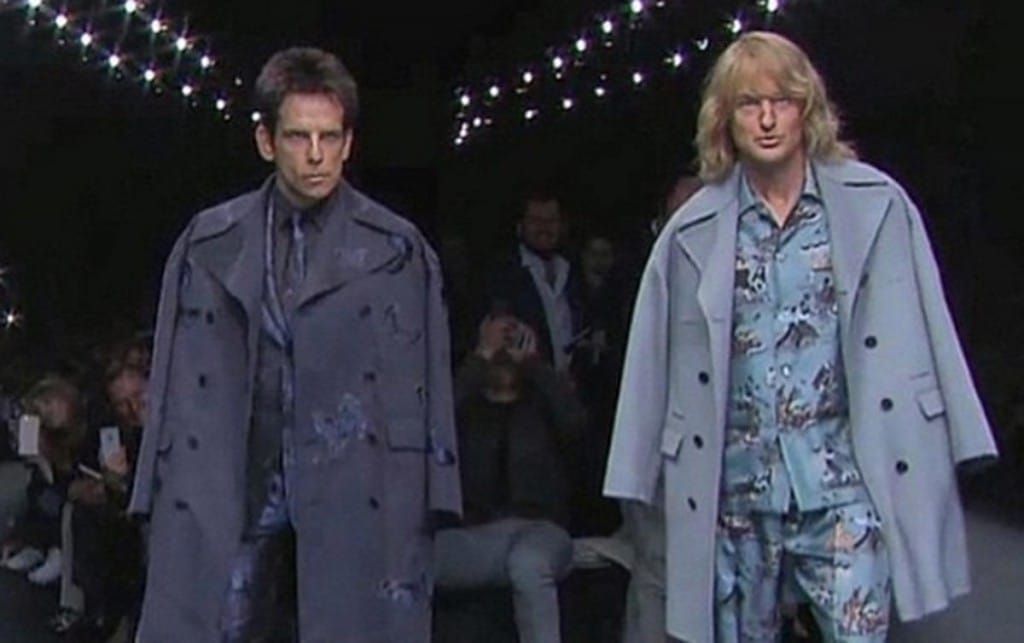 Ben Stiller and Owen Wilson walk in Valentino show