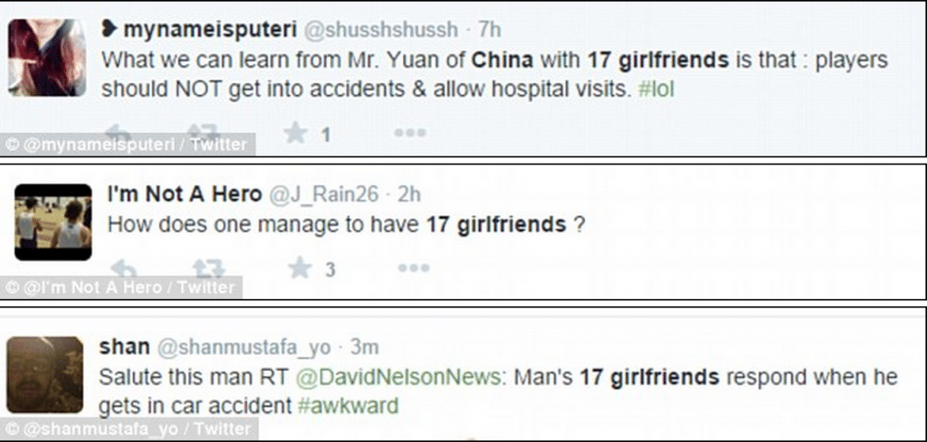 Chinese man’s 17 secret girlfriends