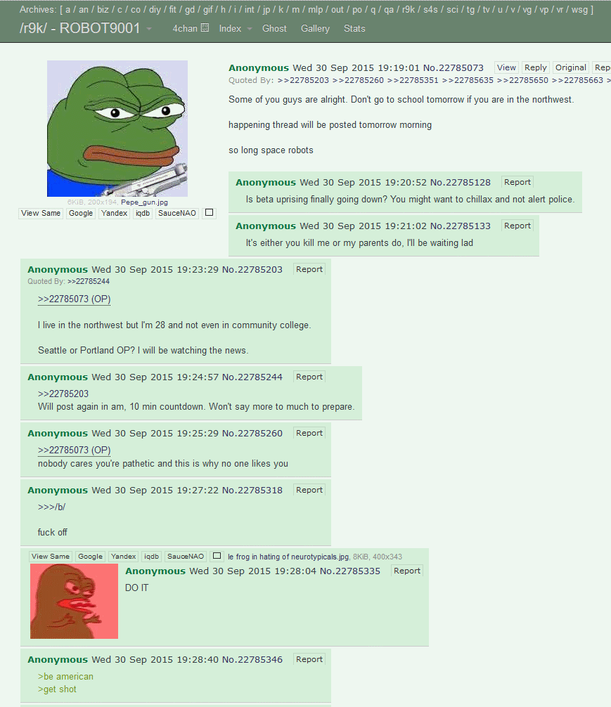 Oregon Community college shooter 4chan