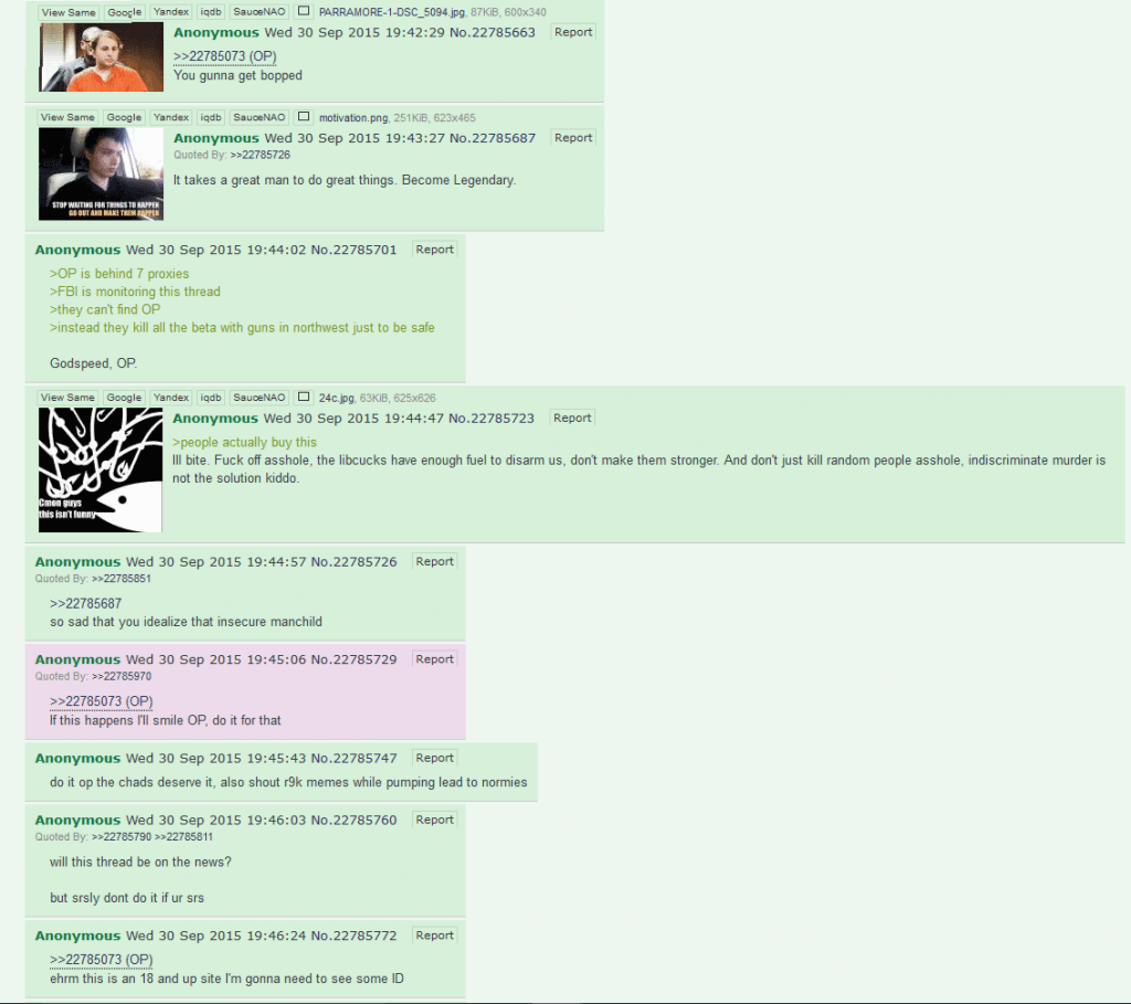 Oregon Community college shooter 4chan