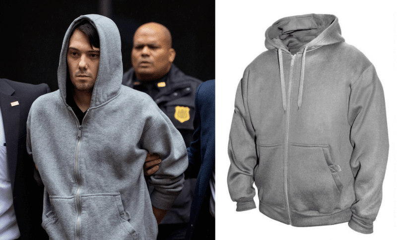 Martin Shkreli perp walk arrest hoodie