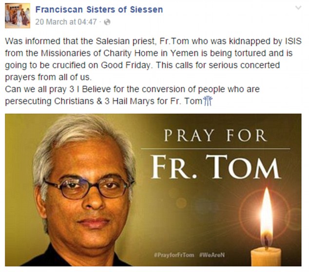 Pictured Father Tom Uzhunnalil