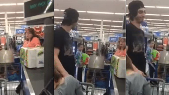 Woman confronts man using Food Stamps Walmart