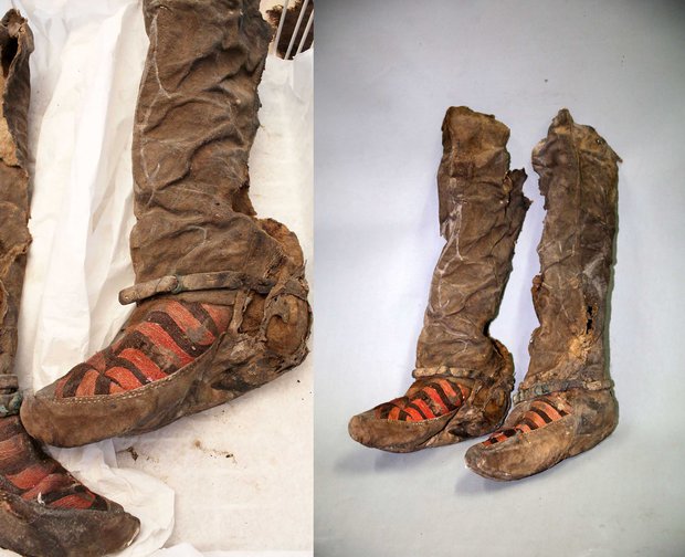 Mongolian mummy wearing Adidas boots