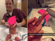 Allyson Thompson and Joanie Barrett I’d as navy staffers forcing newborn baby to dance to rap Joanie Barrett