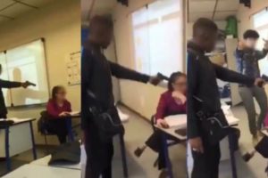 Watch: French student points (fake) gun at teacher’s head (charged).