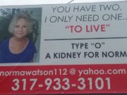 ‘I need to live’ Indiana grandmother runs billboard advertisement seeking emergency kidney Norma Watson