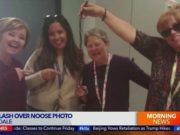 Room 223 score: Palmdale teachers pose smiling with noose suspended Palmdale teachers pose smiling with noose