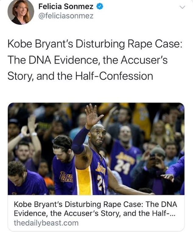 Felicia Sonmez Koby Bryant rape tweet