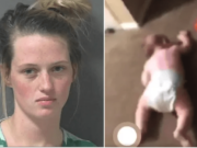 Watch: Indiana mom arrested after video shows her slamming 10 month old baby face down on floor Hanna Winch Peru Indiana mother