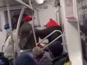 NYC subway rider throws 40 punches at homeless Asian man for starting coronavirus subway rider pummels homeless Asian bystander