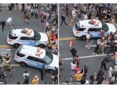 NYPD cas ram protestors.