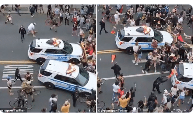 NYPD cars ram demonstrators