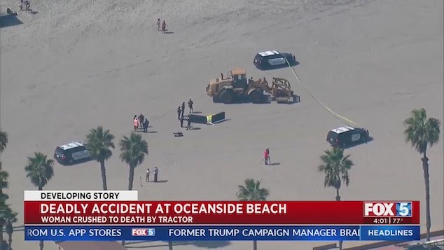 Oceanside beach woman crushed to death