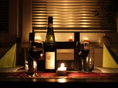 Romantic evening in a hotel