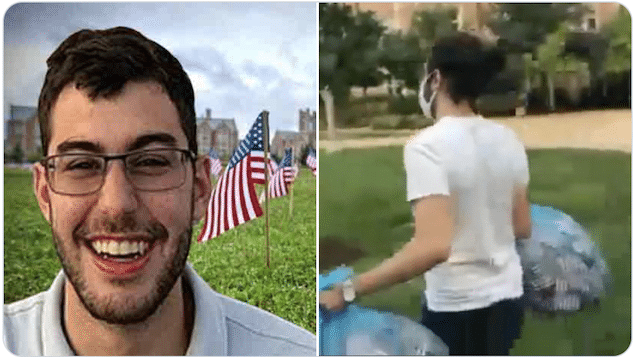 Fadel Alkilani student leader throws away 9/11 flags