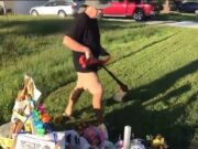Brian Laundrie father mows lawn
