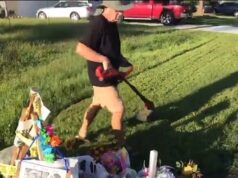Brian Laundrie father mows lawn