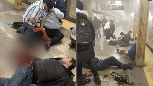 36th Street station Brooklyn subway shooting and fire black man with orange vest sought
