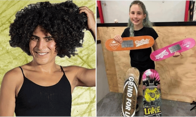 Ricci Tres transgender skateboarder beats Shiloh Catori teen girl Boardr skateboarding women's skateboarding contest