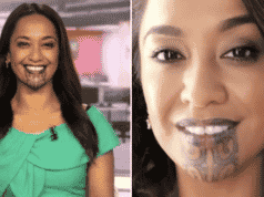 Oriini Kaipara NZ newsreader Maori face tattoo