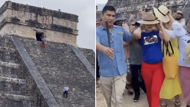 Spanish tourist mobbed climbing Mayan pyramid