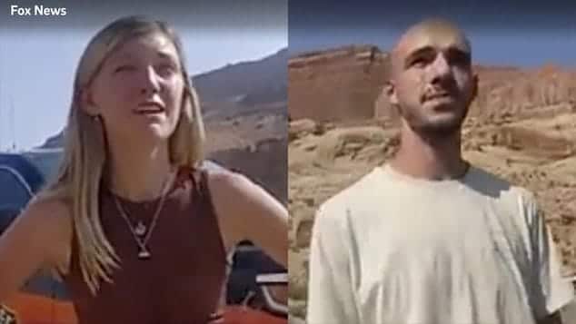 Gabby Petito and Brian Laundrie during Moab Police Department stop in Utah.