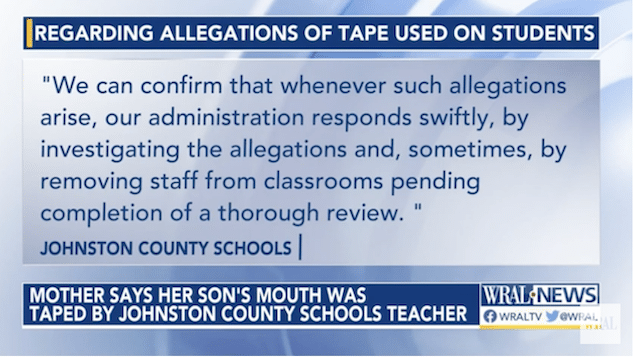 North Carolina English teacher resigns after 'covering mouth of boy, 11, with heavy duty TAPE to stop him talking in class'
