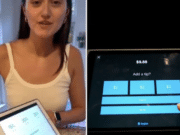 Self checkout machines ask customers to tip
