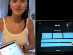 Self checkout machines ask customers to tip