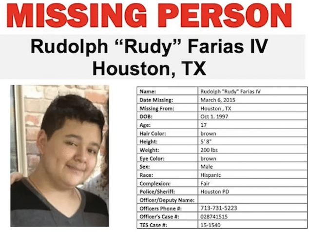 Rudy Farias missing Houston teen found 8 years later.