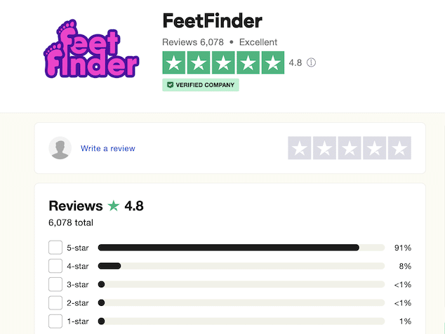 FeetFinder reviews for sellers