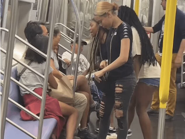 Asian family attacked on NYC subway train by 3 black teen girls.
