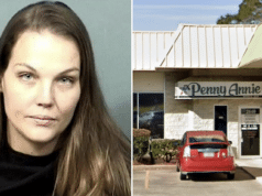 Jamie Gunn, West Melbourne, Florida mom leaves kids in car to go drinking at bar.