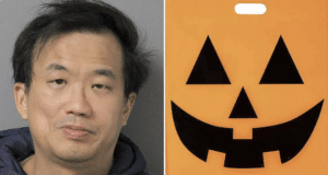 Michael Yifan Wen, Long Island man points gun at 6 year old boy's head, Halloween candy bag.