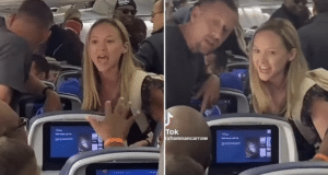 Female plane passenger reclining seat ignites flying etiquette debate TikTok video